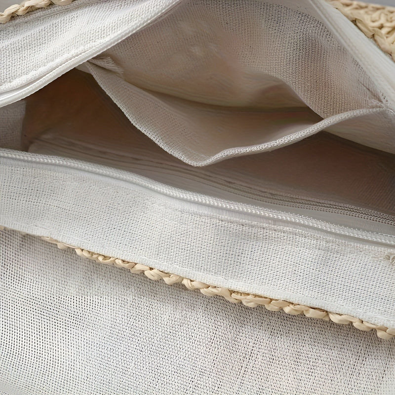 Braided Shoulder Bag for Women in Straw with Adjustable Strap for Summer Looks