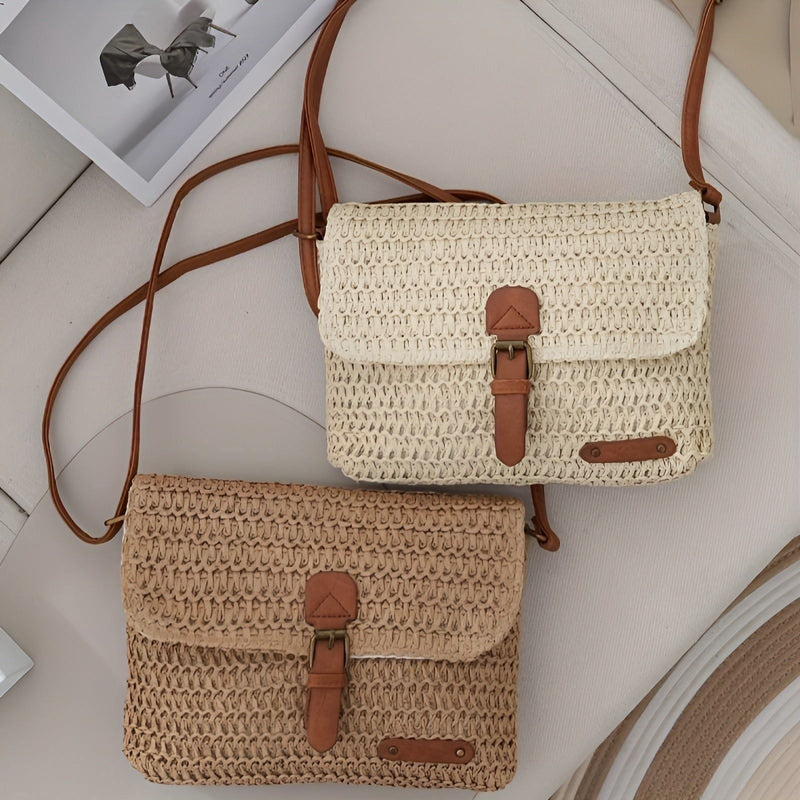 Braided Shoulder Bag for Women in Straw with Adjustable Strap for Summer Looks