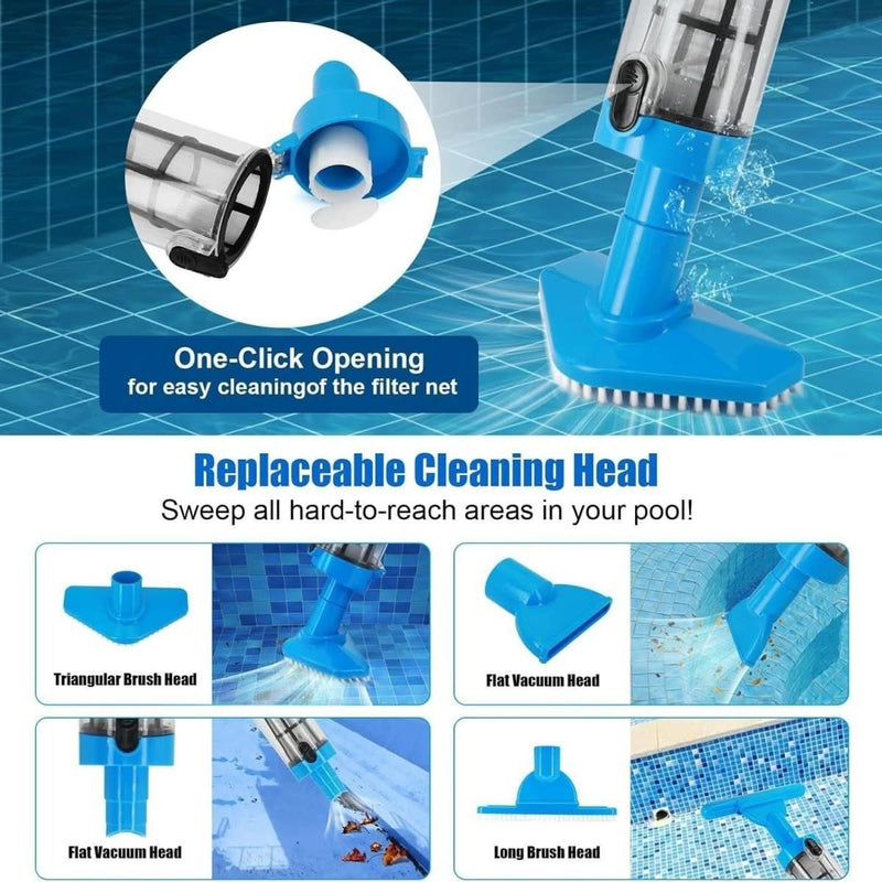Cordless Pool Vacuum Cleaner with Telescopic Pole for Easy Pool Cleaning