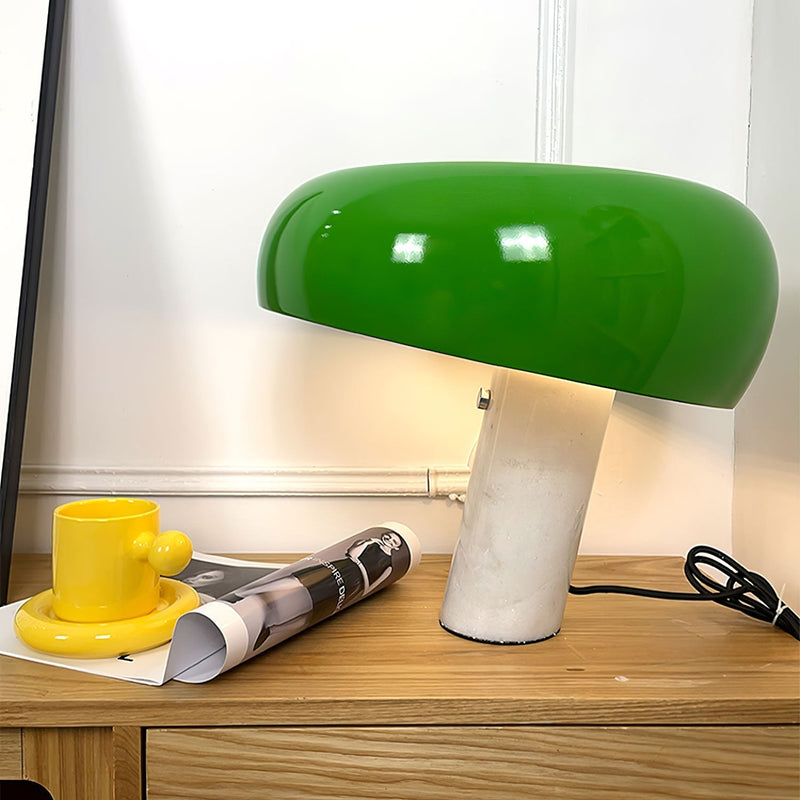 Modern Design Table Lamp with Marble Base and Half-Round Shade
