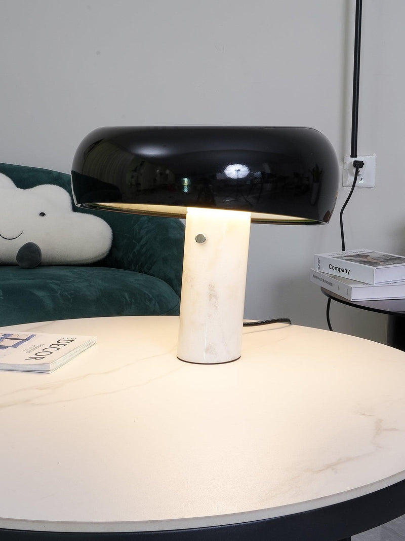Modern Design Table Lamp with Marble Base and Half-Round Shade