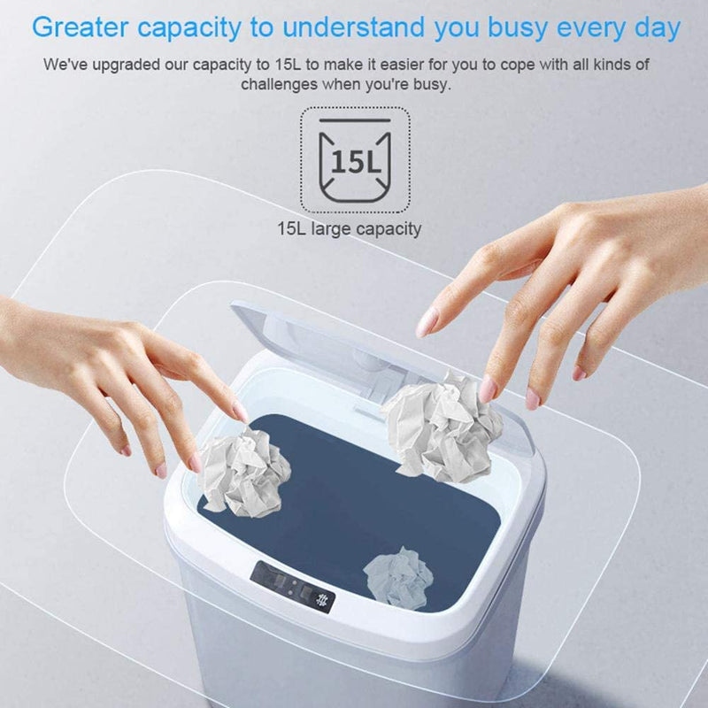 Automatic Sensor Bin 15L – Touchless, Quiet and Hygienic for Kitchen and Bathroom