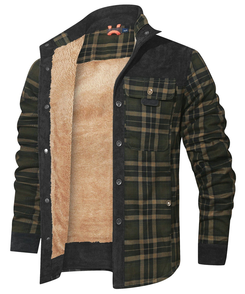 Robust Men's Flannel Coat with Faux Fur Lining – Warm, Durable and Protective