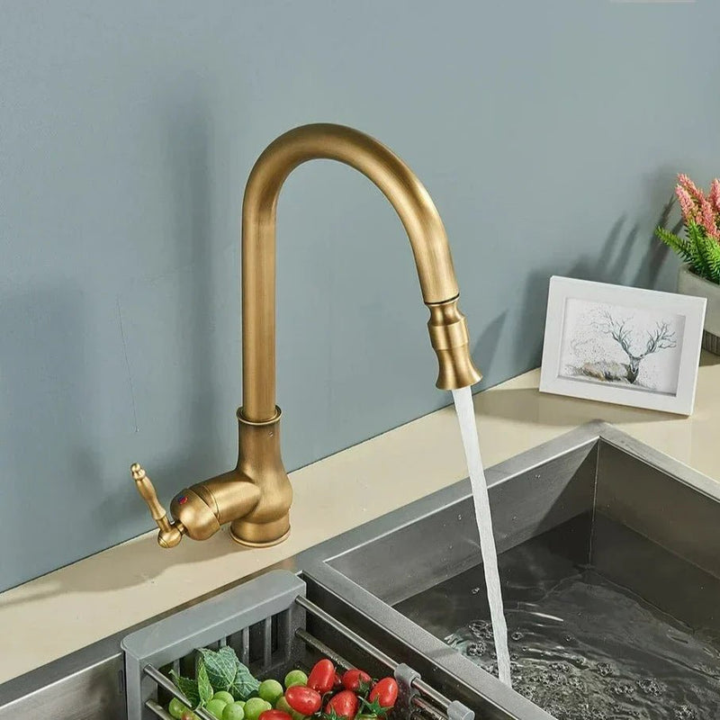Pull-Out Kitchen Tap with Flexible Spray Head and Solid Brass Construction
