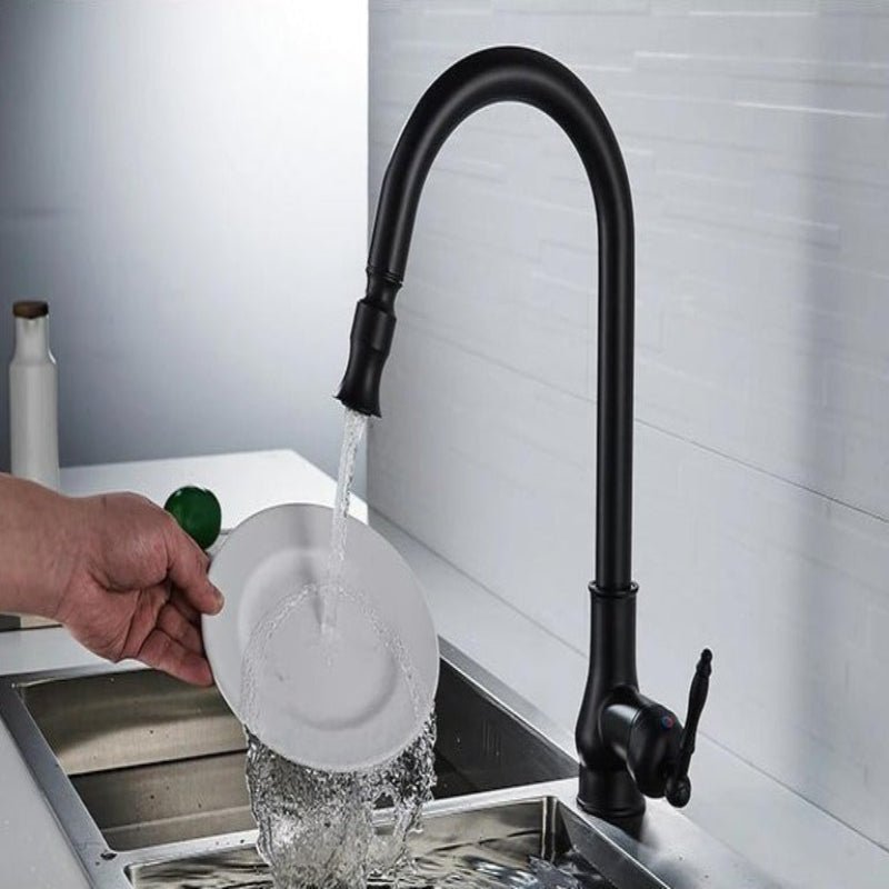 Pull-Out Kitchen Tap with Flexible Spray Head and Solid Brass Construction