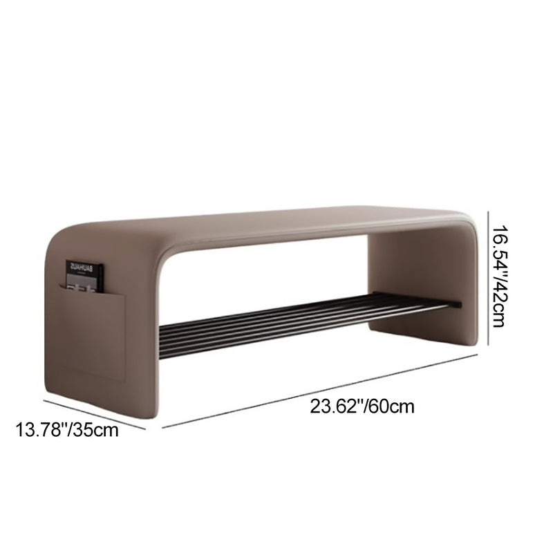 Two-Tier Synthetic Leather Shoe Bench for Entryway Storage and Seating