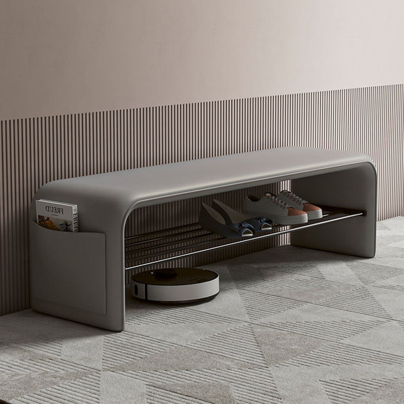 Two-Tier Synthetic Leather Shoe Bench for Entryway Storage and Seating