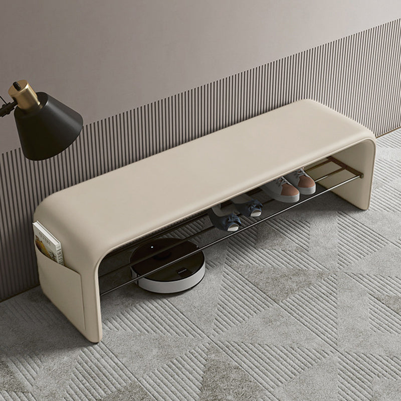Two-Tier Synthetic Leather Shoe Bench for Entryway Storage and Seating
