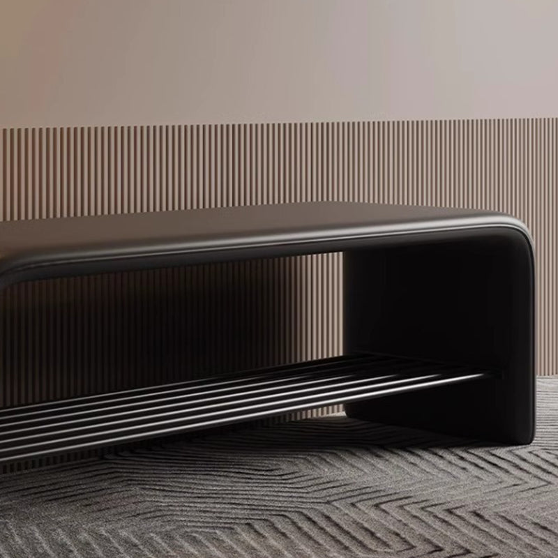 Two-Tier Synthetic Leather Shoe Bench for Entryway Storage and Seating
