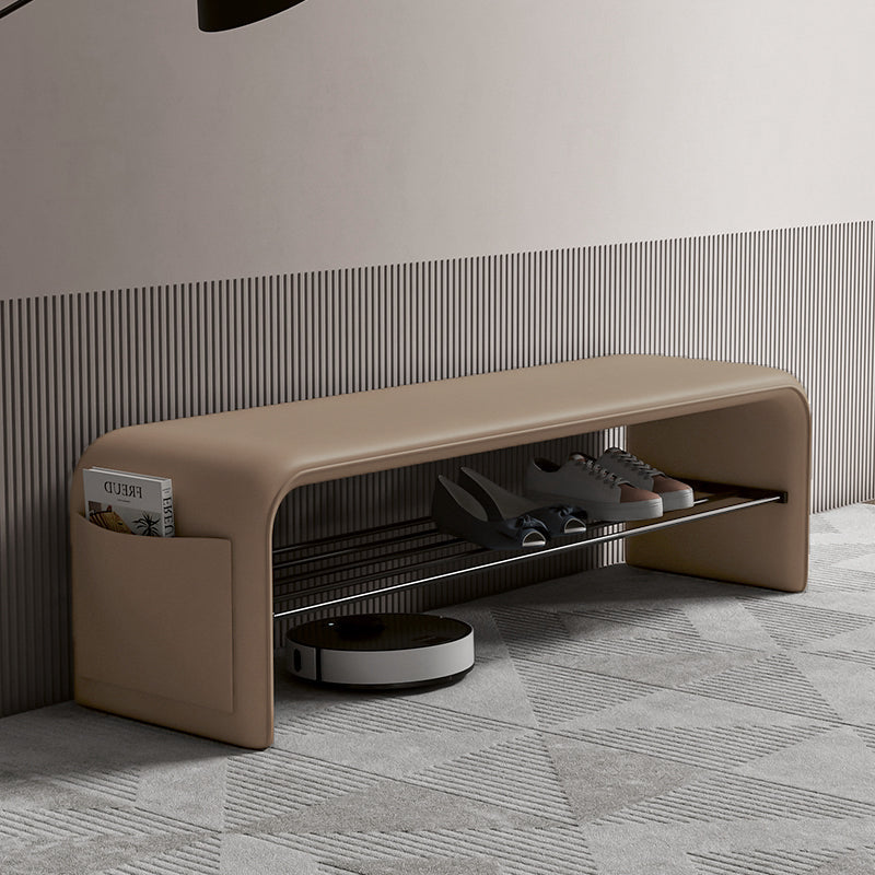 Two-Tier Synthetic Leather Shoe Bench for Entryway Storage and Seating