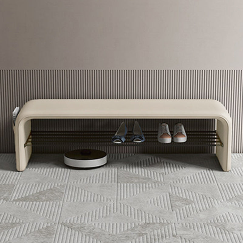 Two-Tier Synthetic Leather Shoe Bench for Entryway Storage and Seating
