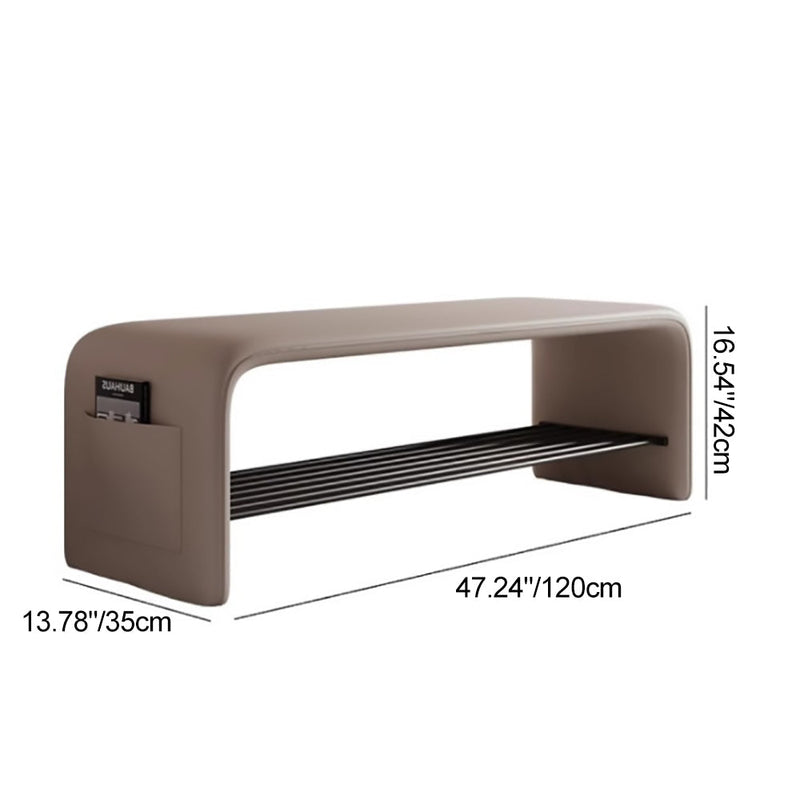 Two-Tier Synthetic Leather Shoe Bench for Entryway Storage and Seating