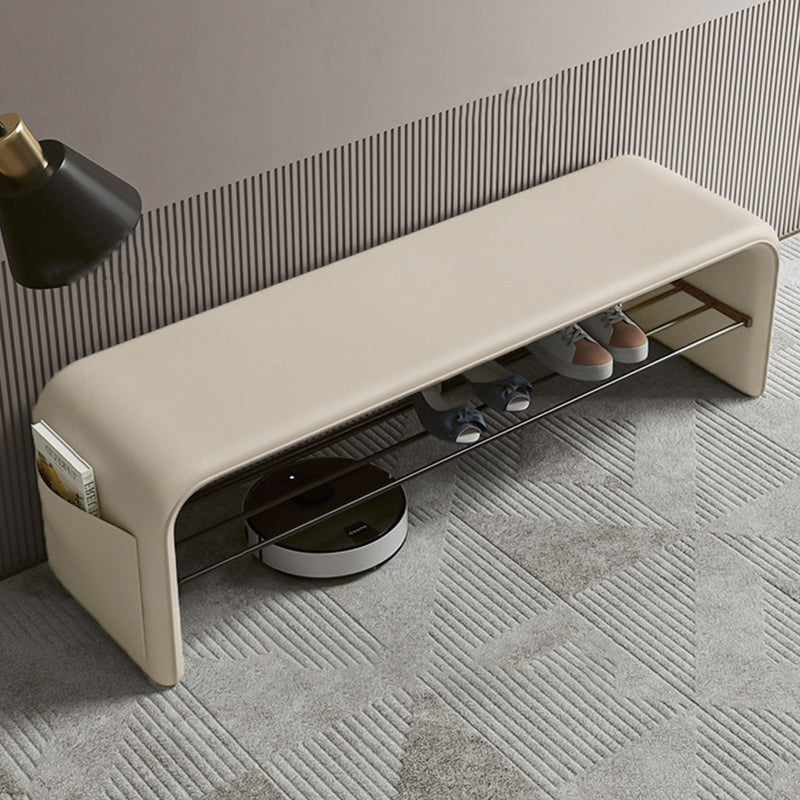 Two-Tier Synthetic Leather Shoe Bench for Entryway Storage and Seating