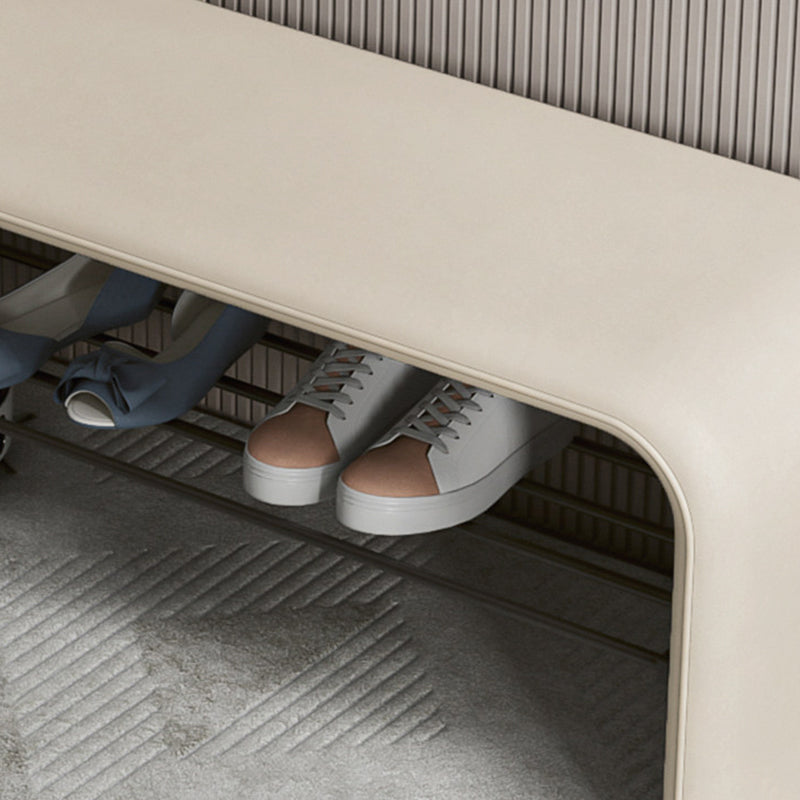 Two-Tier Synthetic Leather Shoe Bench for Entryway Storage and Seating