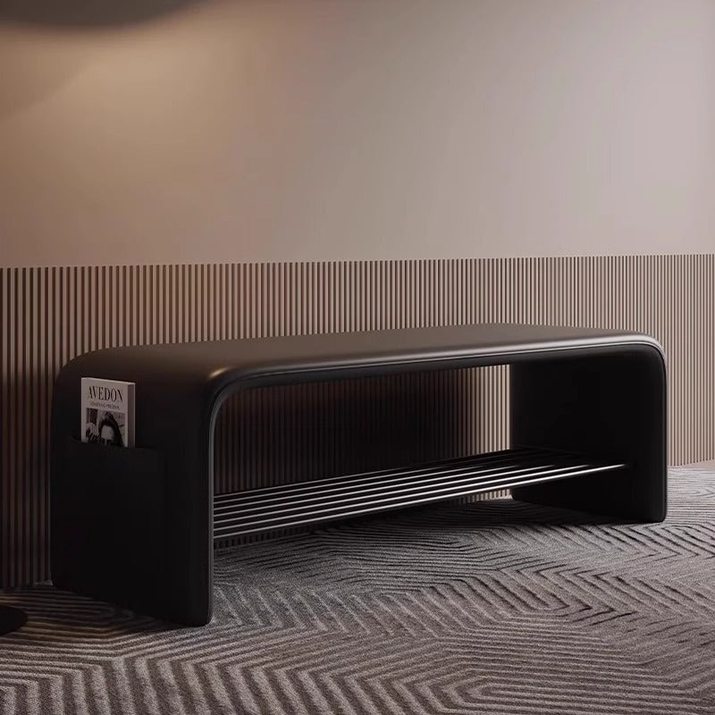 Two-Tier Synthetic Leather Shoe Bench for Entryway Storage and Seating