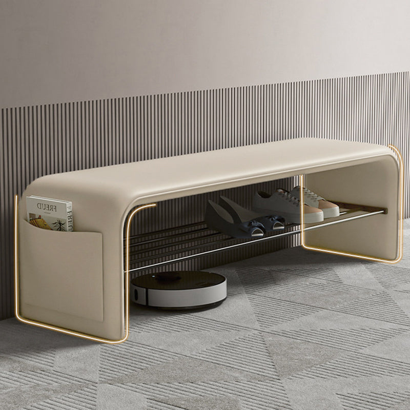 Two-Tier Synthetic Leather Shoe Bench for Entryway Storage and Seating