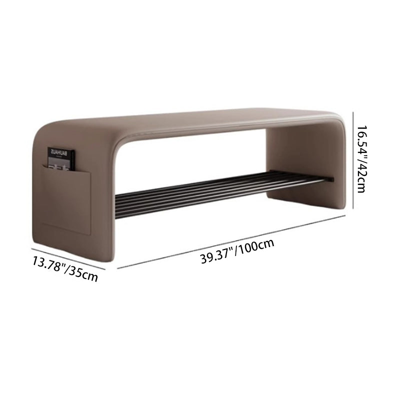 Two-Tier Synthetic Leather Shoe Bench for Entryway Storage and Seating