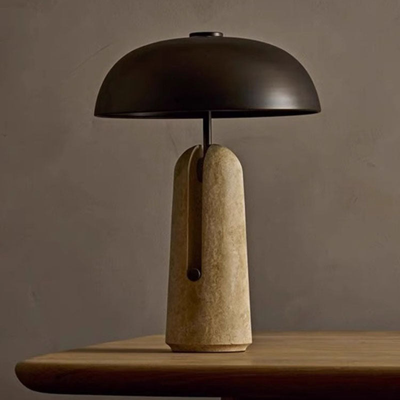 Mushroom Table Lamp with Travertine or Marble Base
