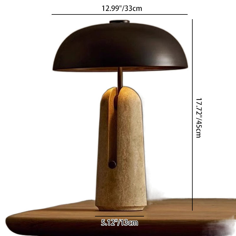 Mushroom Table Lamp with Travertine or Marble Base