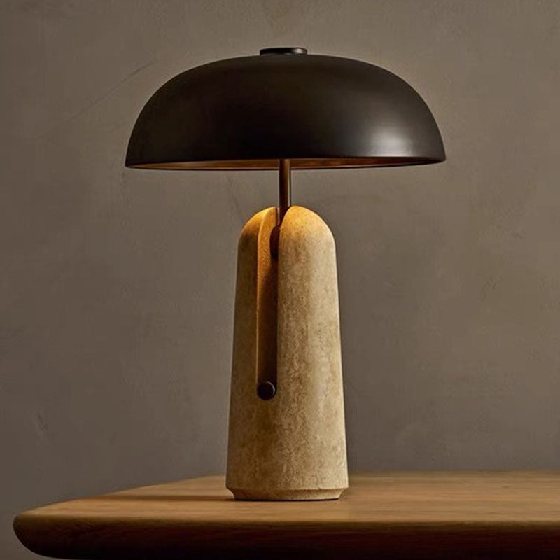 Mushroom Table Lamp with Travertine or Marble Base
