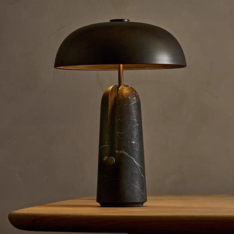 Mushroom Table Lamp with Travertine or Marble Base