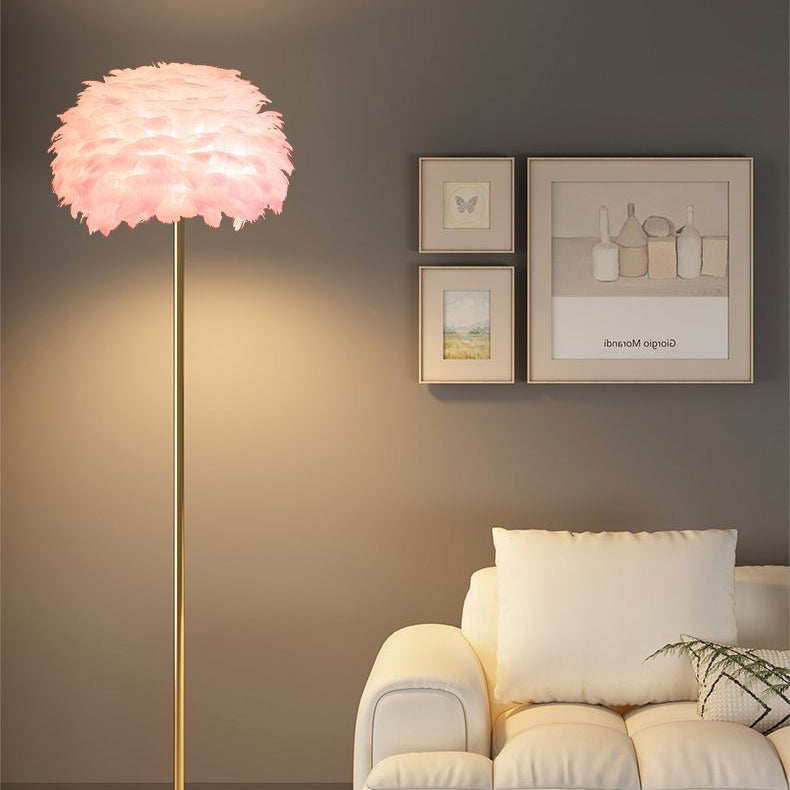 Feather and Crystal Floor Lamp for Elegant Living Room Lighting