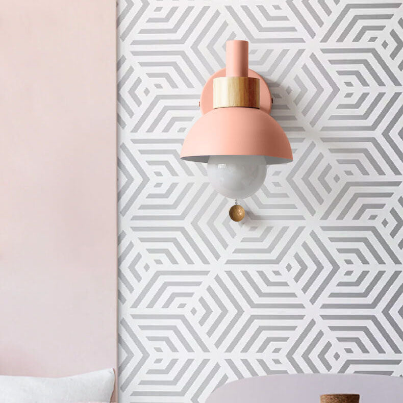 Glass Globe Wall Sconce with Colorful Metal Shade