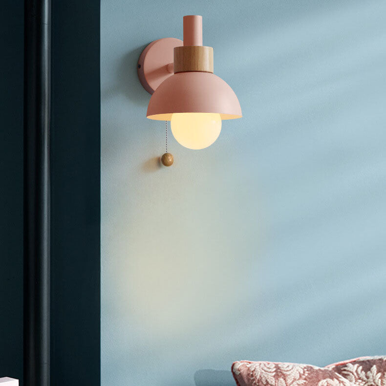 Glass Globe Wall Sconce with Colorful Metal Shade