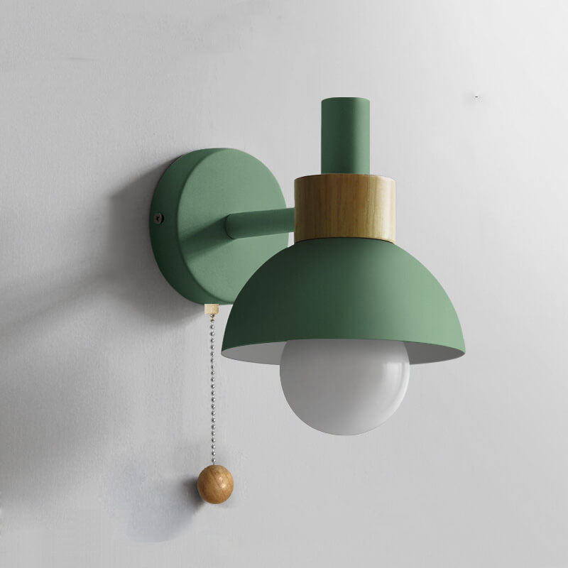 Glass Globe Wall Sconce with Colorful Metal Shade