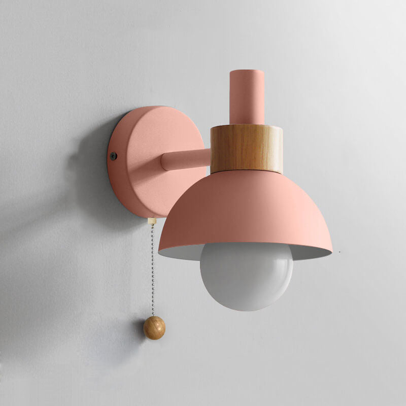 Glass Globe Wall Sconce with Colorful Metal Shade