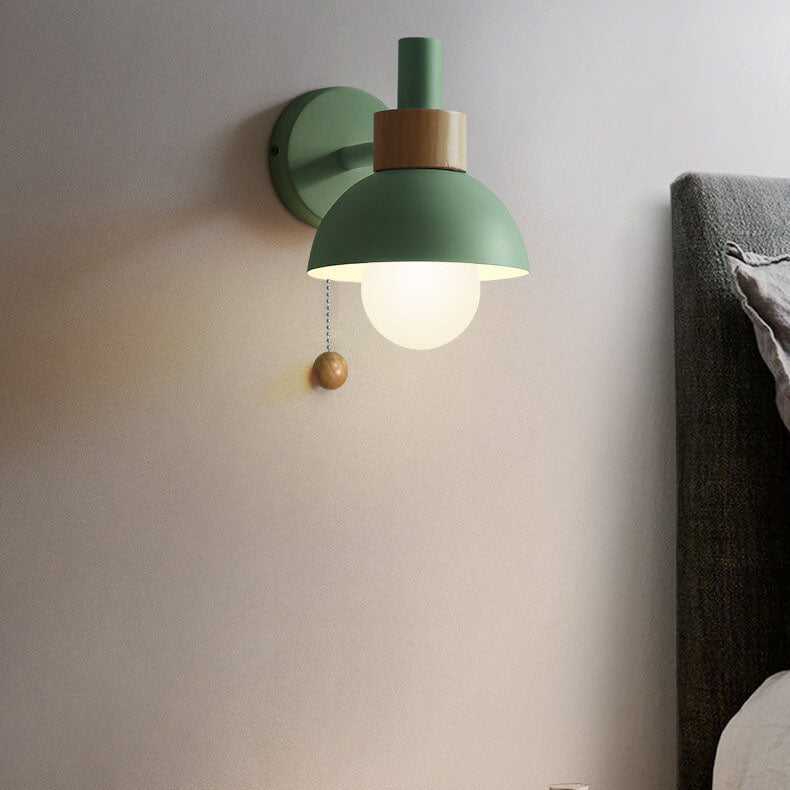 Glass Globe Wall Sconce with Colorful Metal Shade