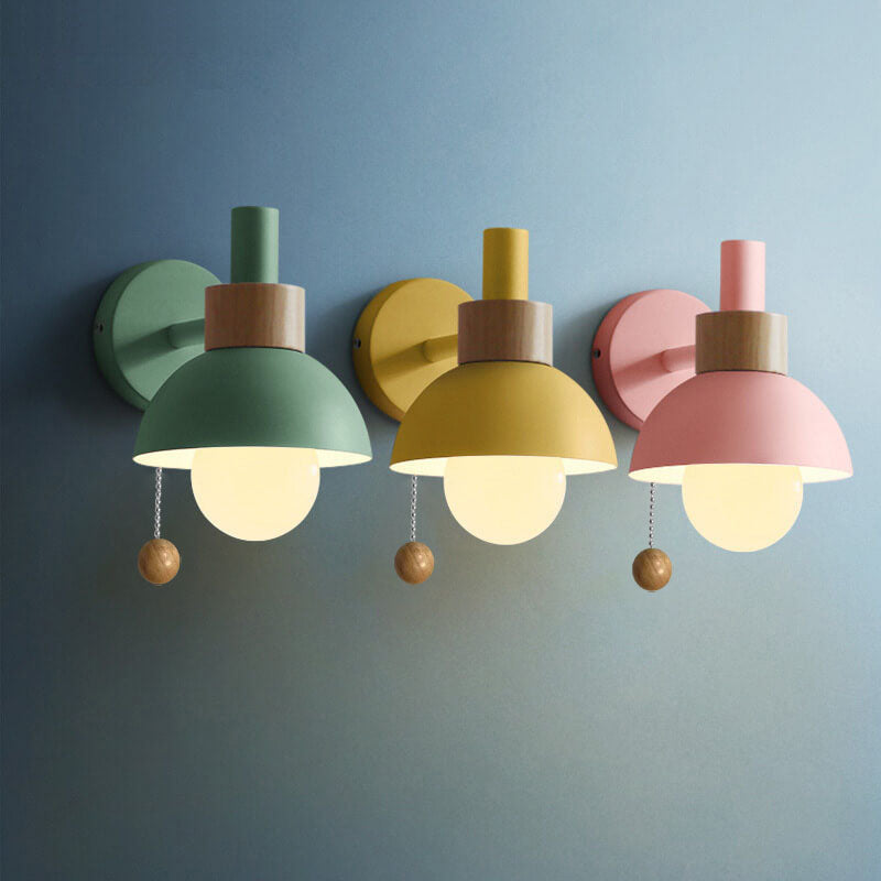 Glass Globe Wall Sconce with Colorful Metal Shade