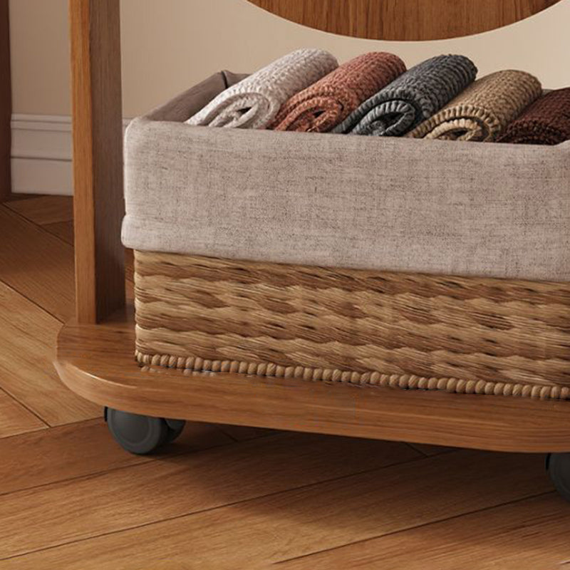 Full-Length Mirror with Wheeled Storage and Pegboard for Bedrooms