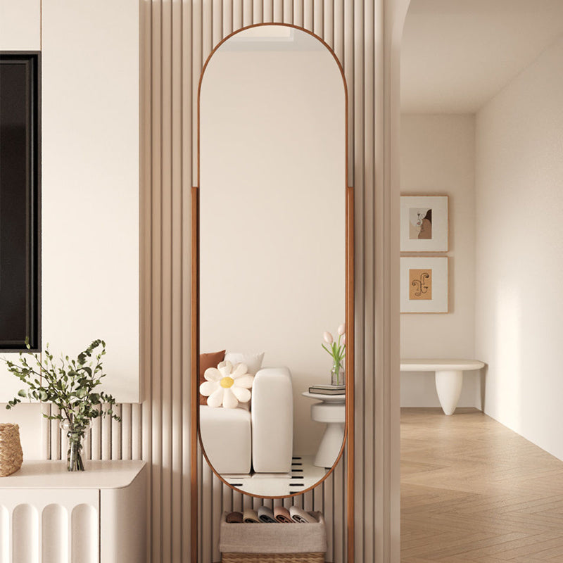 Full-Length Mirror with Wheeled Storage and Pegboard for Bedrooms