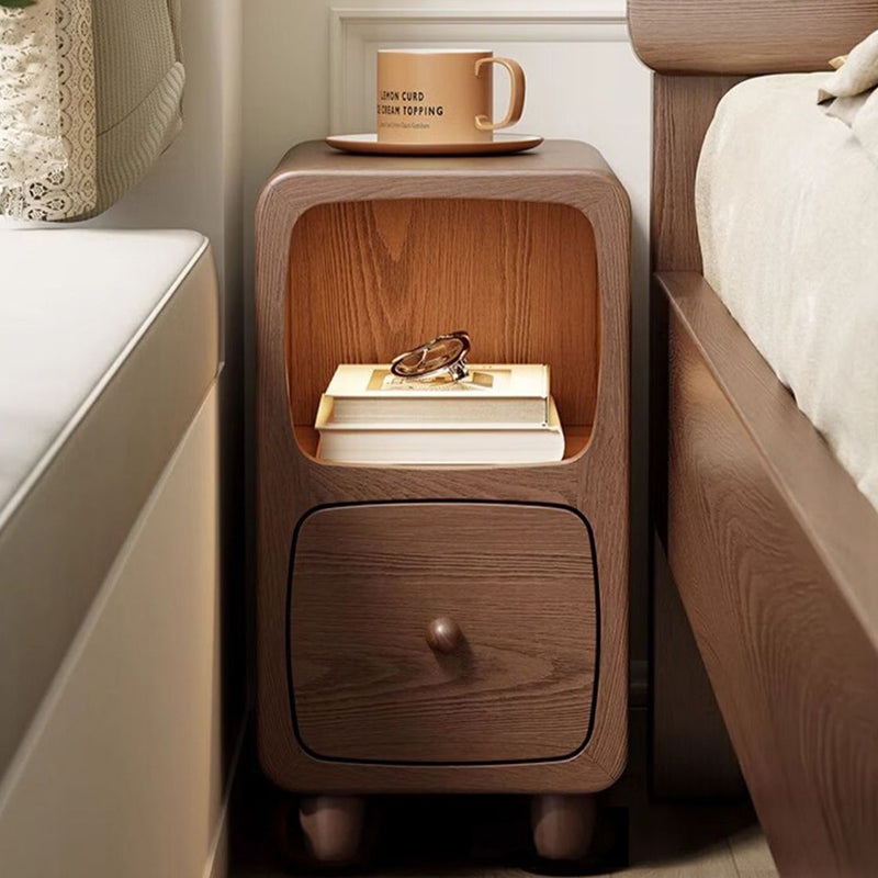 Slim MDF Nightstand with One or Two Drawers