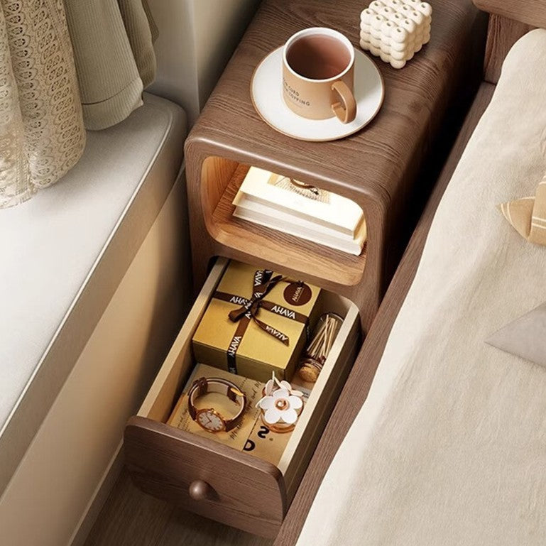 Slim MDF Nightstand with One or Two Drawers