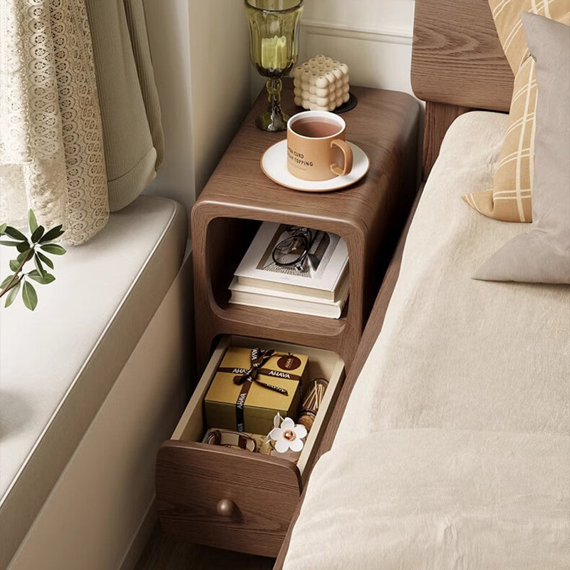 Slim MDF Nightstand with One or Two Drawers