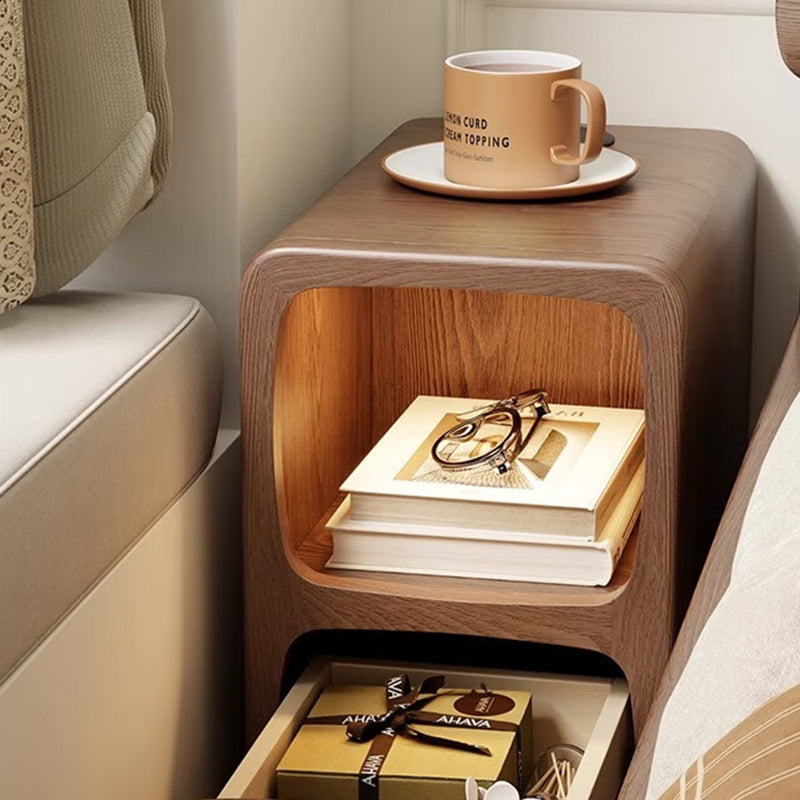 Slim MDF Nightstand with One or Two Drawers