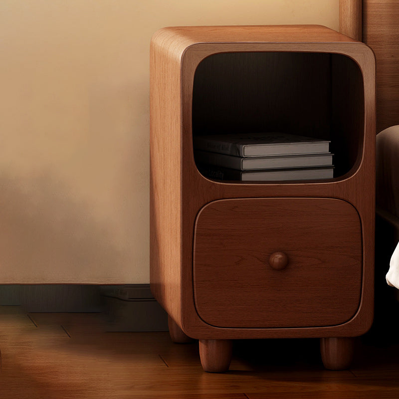 Slim MDF Nightstand with One or Two Drawers
