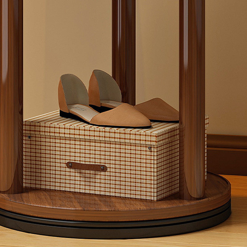 Rotating Wood Coat Rack with Multi-Level Storage