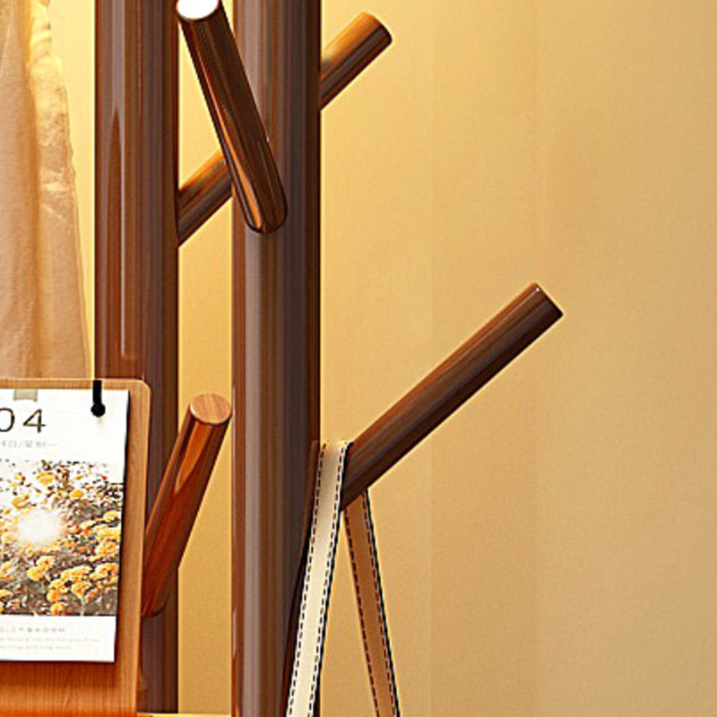 Rotating Wood Coat Rack with Multi-Level Storage