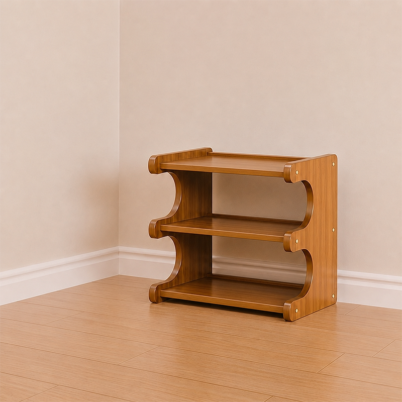 Tiered Bamboo Shoe Rack for Compact Entryway and Living Room Storage
