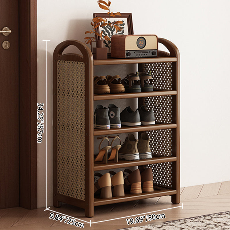 Bamboo and Rattan Shoe Rack for High-Capacity Hallway and Entryway Storage