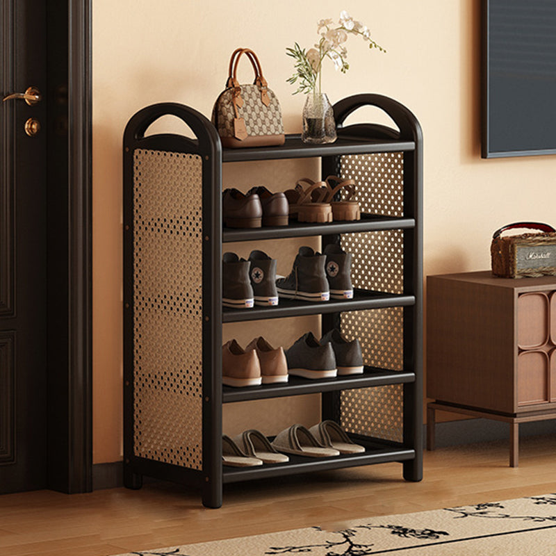 Bamboo and Rattan Shoe Rack for High-Capacity Hallway and Entryway Storage