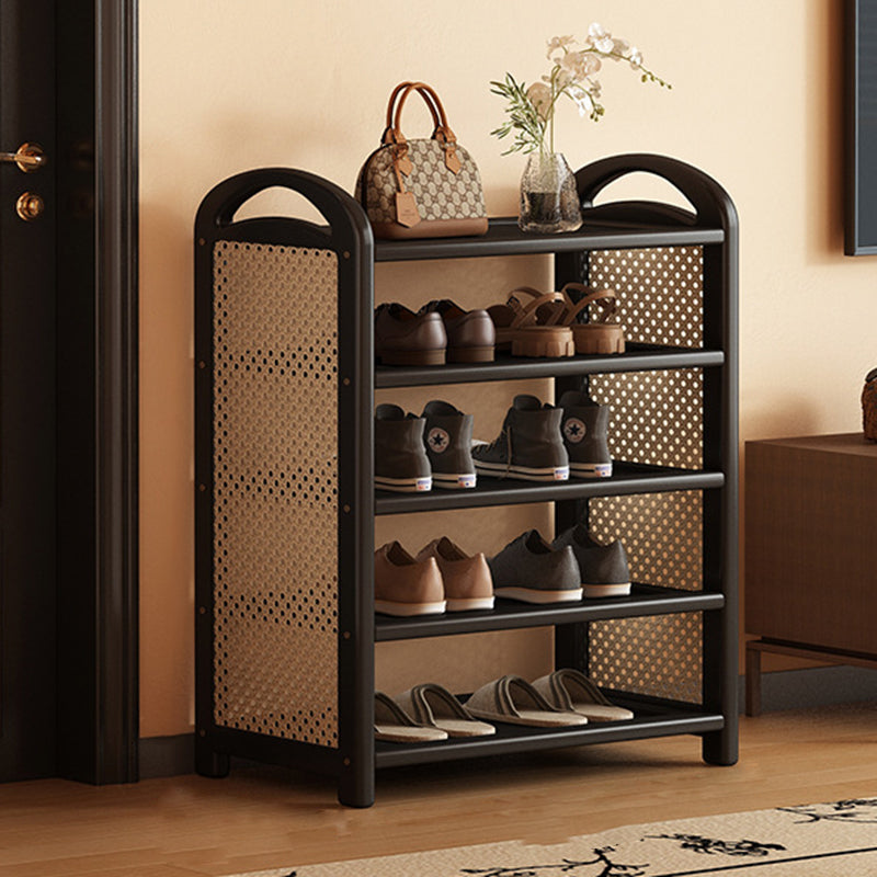 Bamboo and Rattan Shoe Rack for High-Capacity Hallway and Entryway Storage