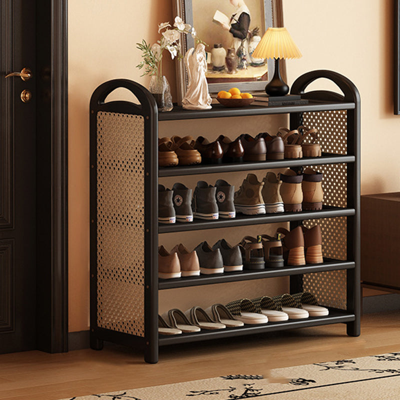 Bamboo and Rattan Shoe Rack for High-Capacity Hallway and Entryway Storage