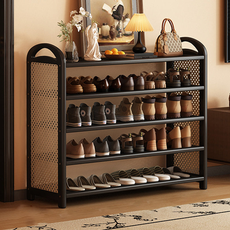 Bamboo and Rattan Shoe Rack for High-Capacity Hallway and Entryway Storage