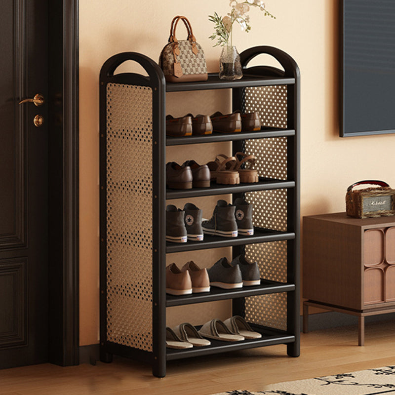Bamboo and Rattan Shoe Rack for High-Capacity Hallway and Entryway Storage