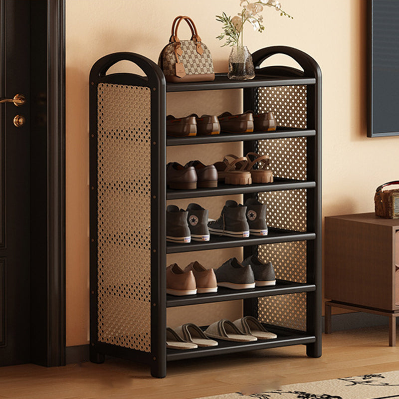 Bamboo and Rattan Shoe Rack for High-Capacity Hallway and Entryway Storage