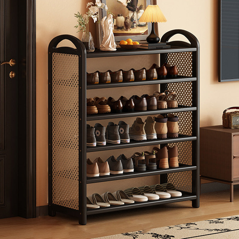 Bamboo and Rattan Shoe Rack for High-Capacity Hallway and Entryway Storage